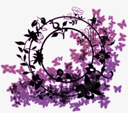 梦幻紫色花边素材