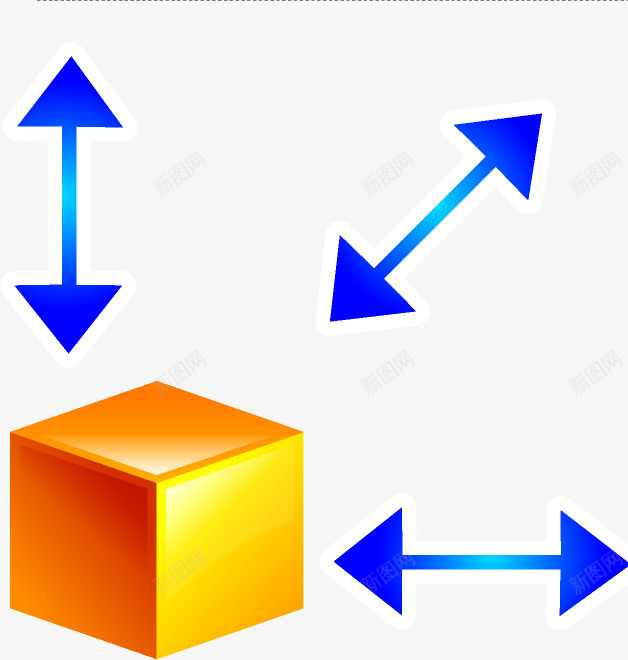 上下移动橘色立体方块png免抠素材_新图网 https://ixintu.com 卡通 手绘图 方向 橘色立体方块 移动 箭头