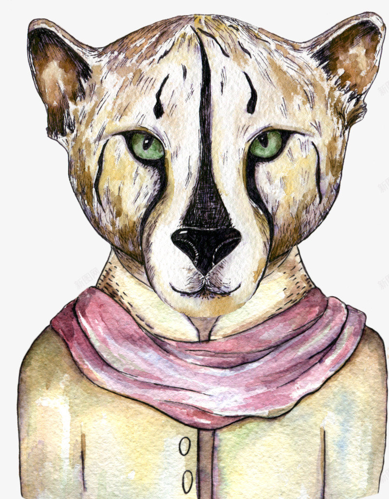 豹子动物png免抠素材_新图网 https://ixintu.com 动物 手绘画 矢量装饰 装饰 装饰画
