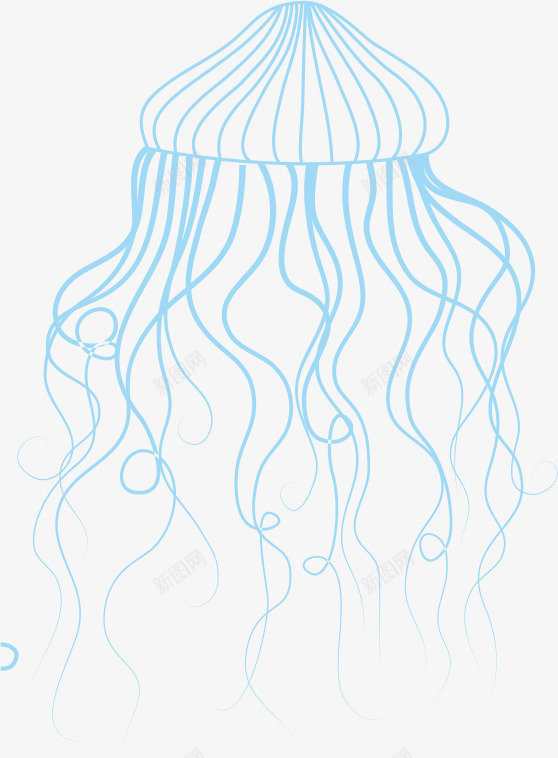 水母png免抠素材_新图网 https://ixintu.com AI 卡通 可爱 大海 彩色水母 手绘 水母 海洋 红色水母 线条 蓝色