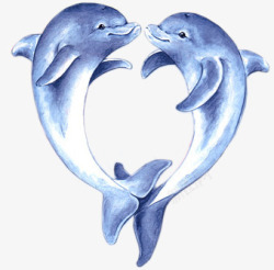 手绘水彩可爱海豚素材