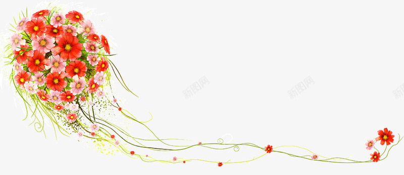 红色花藤装饰psd免抠素材_新图网 https://ixintu.com 红色 花 花藤 藤蔓