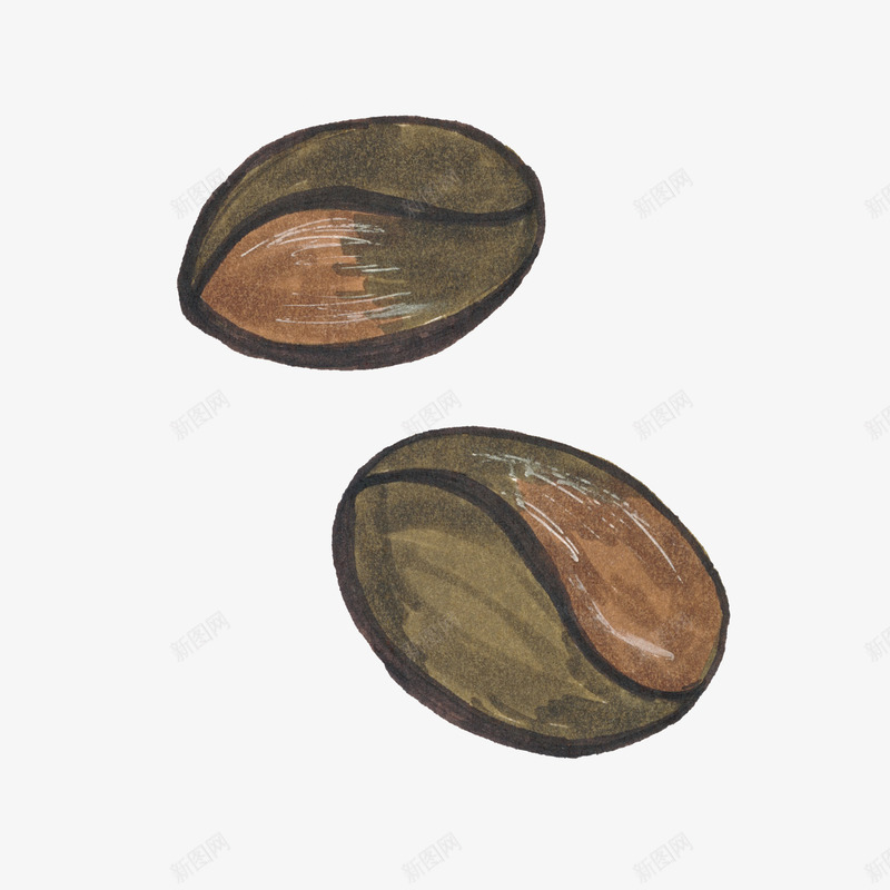 手绘咖啡豆png免抠素材_新图网 https://ixintu.com 咖啡豆 手绘画 矢量装饰 装饰 豆子