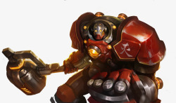 红色火焰游戏机器人盔甲素材