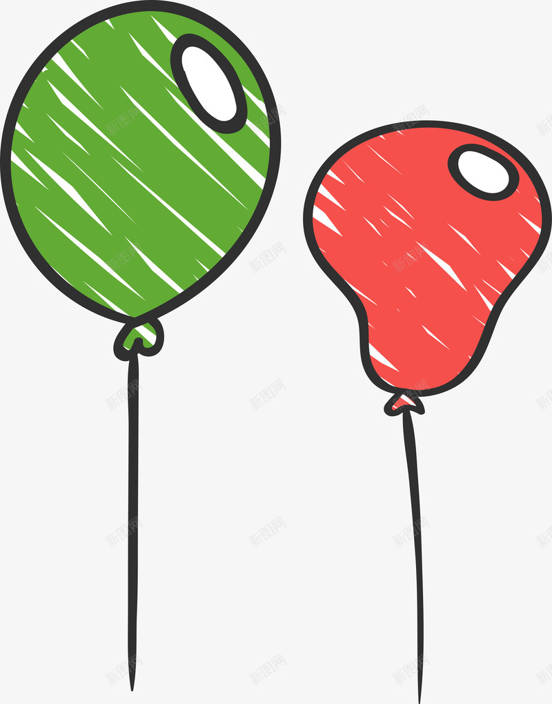 卡通简约涂鸦气球png免抠素材_新图网 https://ixintu.com 卡通手绘 插画 气球 涂鸦 生日庆祝 矢量图案 简约