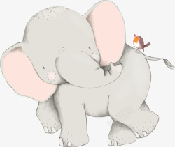 折纸大象笔刷水彩卡通灰色大象高清图片