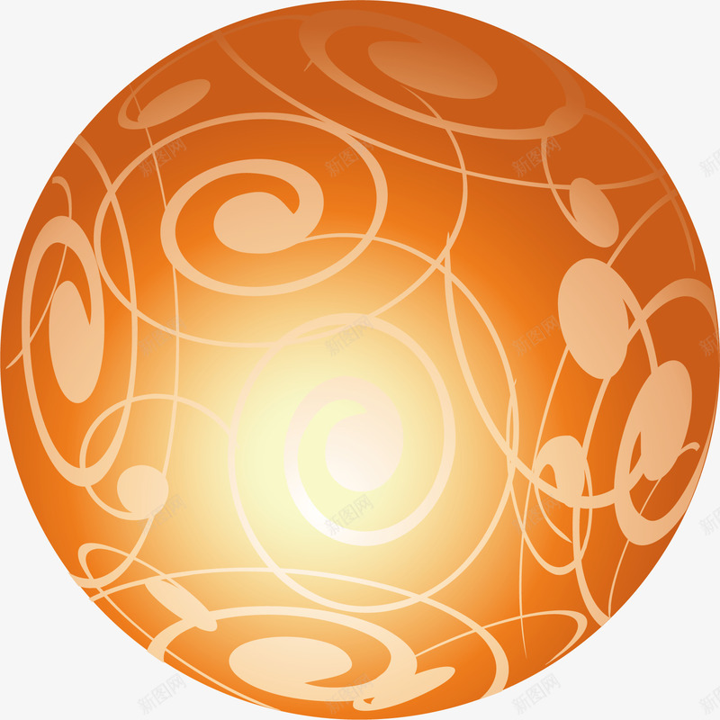橙色印花小球png免抠素材_新图网 https://ixintu.com 光影 印花 小球 手绘 挂件 橙色 立体 装饰