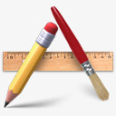 铅笔笔刷和直尺图标png_新图网 https://ixintu.com 图标 文具 铅笔