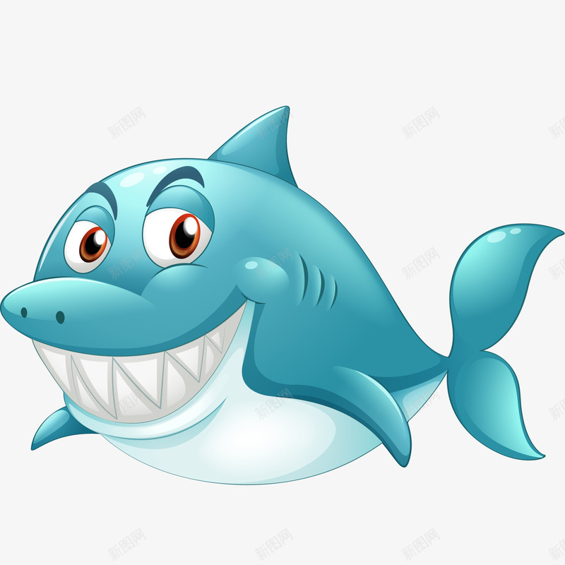 卡通鲨鱼动物矢量图ai免抠素材_新图网 https://ixintu.com 动物设计 卡通 水底 海洋 蓝色 鱼儿 鲨鱼 矢量图