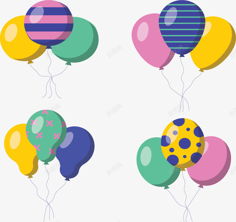 庆祝节日装饰气球矢量图ai免抠素材_新图网 https://ixintu.com 彩色气球 气球 气球束 矢量png 节日气球 装饰气球 矢量图