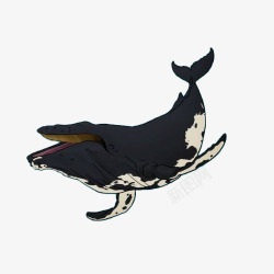 卡通一只唱歌的座头鲸插画素材