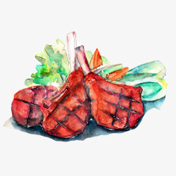 红色甲油烤羊排手绘画片高清图片