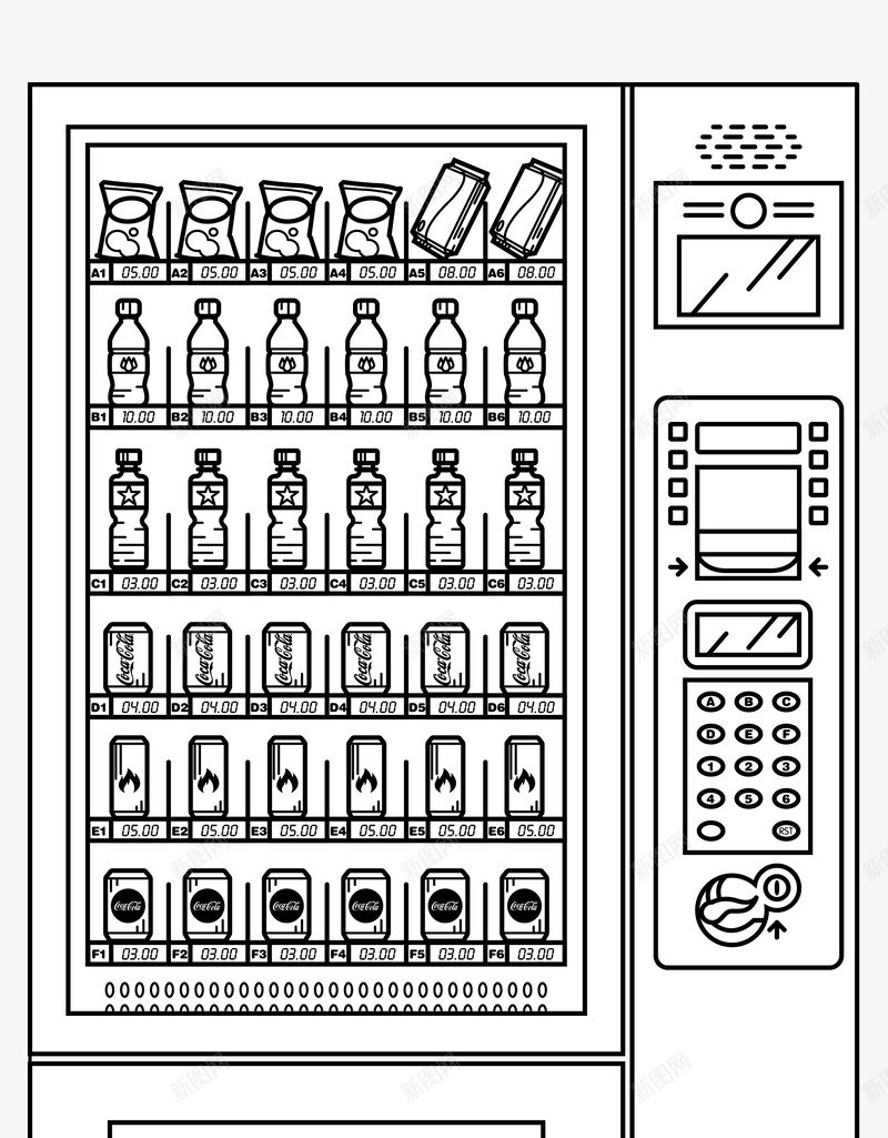 手绘售卖机矢量图ai免抠素材_新图网 https://ixintu.com 售卖机 手绘画 矢量装饰 装饰 饮料 矢量图