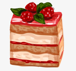奶油蛋糕草莓手绘方块蛋糕圆形矢素材
