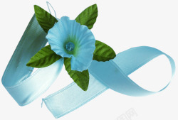 淡蓝色彩带花朵漂浮素材