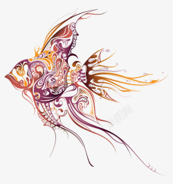 金鱼印花手绘彩色金鱼纹样高清图片