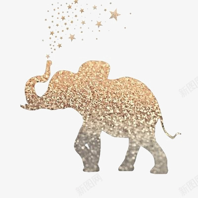 小象剪影png免抠素材_新图网 https://ixintu.com 创意 动物 大象 小象印花 金色小象