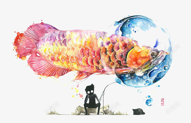 水彩大鱼png免抠素材_新图网 https://ixintu.com 动物 卡通 大鱼 彩色 手绘 水彩 海洋 装饰 鱼缸