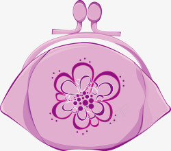 印花手提包紫色花朵装饰女包高清图片