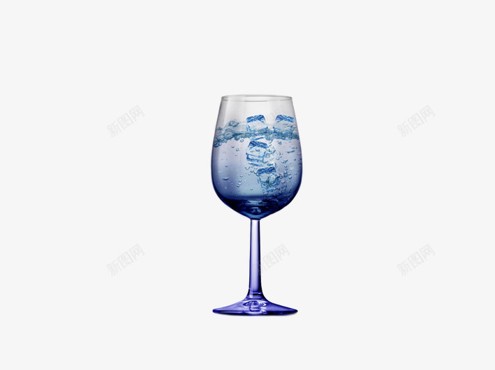 创意高脚杯冰块如水效果png免抠素材_新图网 https://ixintu.com 冰块 水 玻璃杯 蓝色