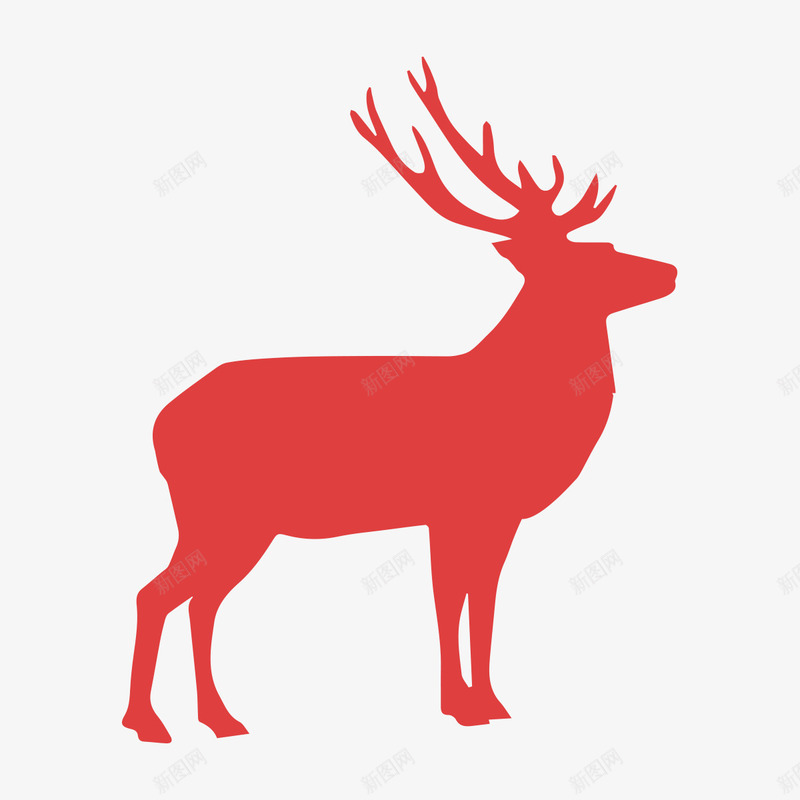 驯鹿剪影图标png_新图网 https://ixintu.com 剪影 动物剪影 动物图标 动物绘画 红色 驯鹿 驯鹿剪影