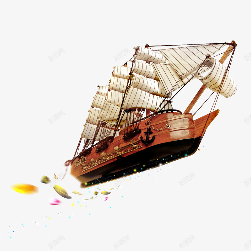 创意帆船未来海世界png免抠素材_新图网 https://ixintu.com 创想未来 帆船飞船 海世界图片素材 海洋日出 花瓣