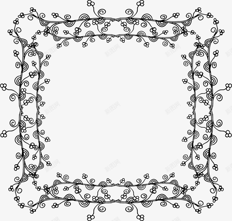 手绘植物花藤边框png免抠素材_新图网 https://ixintu.com 手绘植物 手绘花藤 手绘边框 矢量png 花藤标题框 花藤装饰框