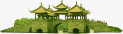 中国风水上拱桥凉亭中秋素材