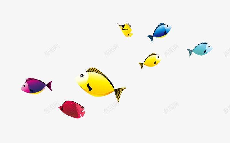 海洋卡通彩色鱼png免抠素材_新图网 https://ixintu.com 卡通手绘 彩色鱼 海洋鱼类