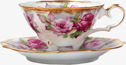 欧式玫瑰印花茶杯素材