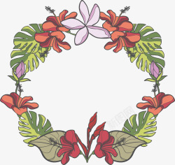 手绘热带花卉装饰框素材