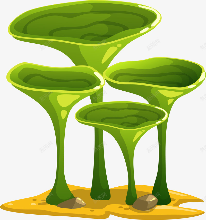 绿色海底植物png免抠素材_新图网 https://ixintu.com 免抠PNG 大海 植物 海底 海洋 绿色 装饰图案