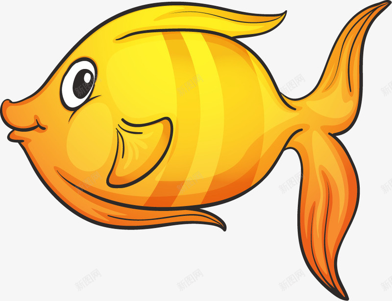 卡通手绘黄色的鱼png免抠素材_新图网 https://ixintu.com 卡通动物 手绘动物 海底动物 海洋生物 鱼 鱼类 黄色鱼