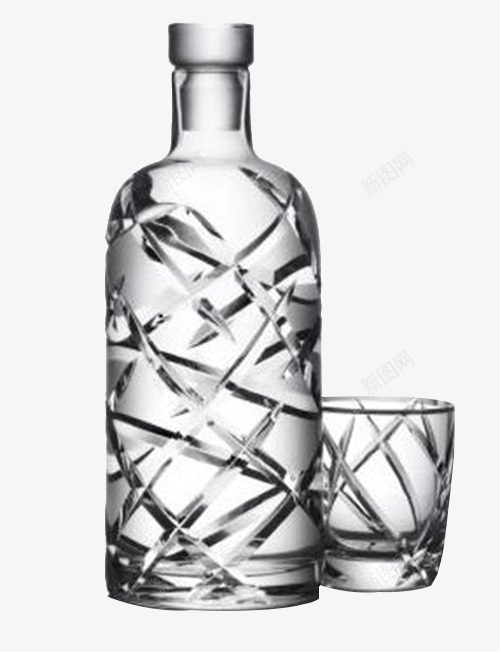 冰块纹理酒壶和杯子png免抠素材_新图网 https://ixintu.com 玻璃 白色 质感 透明