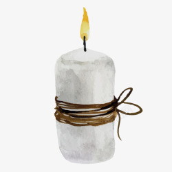 白色绳子蜡烛火焰亮光素材