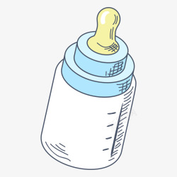 创意奶瓶水彩卡通手绘奶瓶高清图片