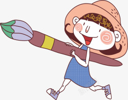 画笔描绘绘画的女孩高清图片