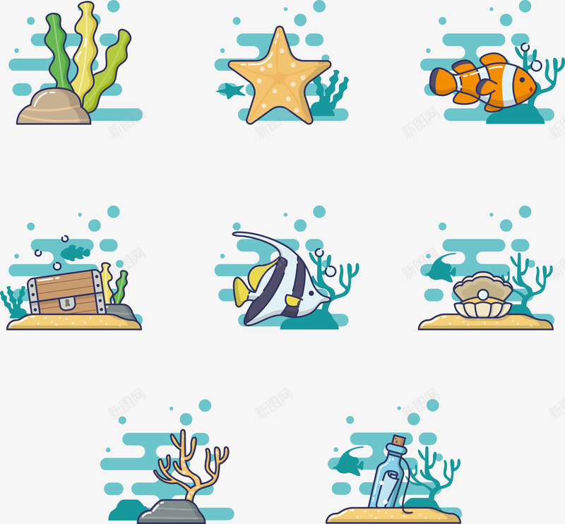 卡通海洋鱼儿珊瑚png免抠素材_新图网 https://ixintu.com 卡通 海星 海洋 珊瑚 鱼儿
