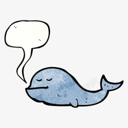 手绘蓝色鲸鱼对话框素材