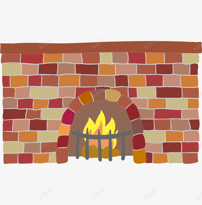 砖砌火炉手绘简图png免抠素材_新图网 https://ixintu.com 手绘图 火把 火焰 点燃 燃烧 砖头 砖砌火炉