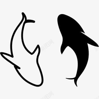 两只海豚图标图标