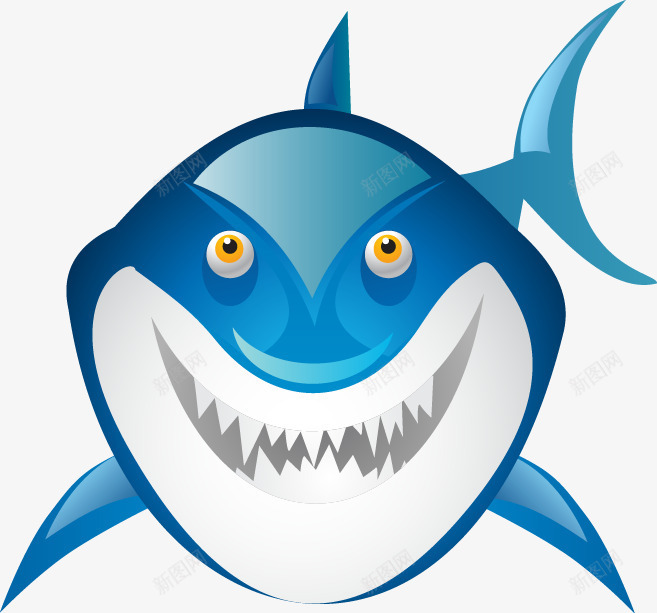 海洋动物元素矢量图ai免抠素材_新图网 https://ixintu.com 卡通 可爱 海洋动物 鲨鱼 矢量图