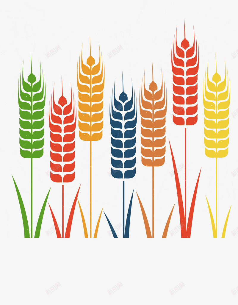 彩色小麦矢量图ai免抠素材_新图网 https://ixintu.com 小麦 棕色 红色 绿色 色彩 蓝色 颜色 黄色 矢量图