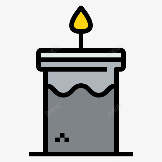 灰色蜡烛png免抠素材_新图网 https://ixintu.com 一支 卡通 手绘 火焰 灰色 蜡烛 黄色 黑色