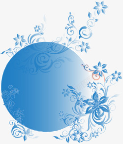 藤蔓标签蓝色花纹装饰高清图片