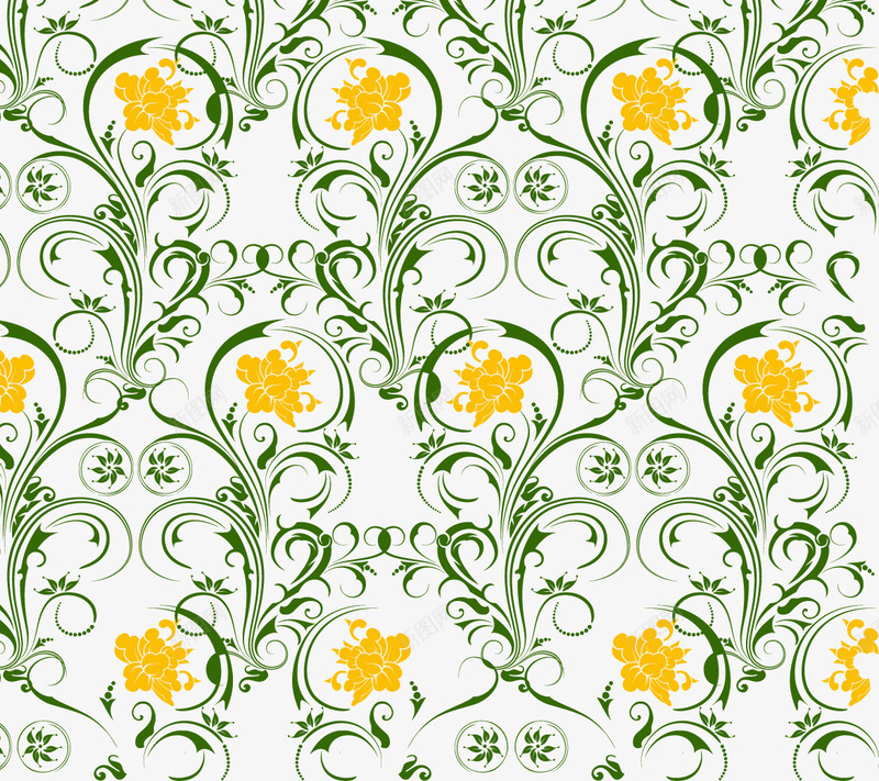 花纹底纹矢量图eps免抠素材_新图网 https://ixintu.com 印花 墙纸 墙纸装饰 壁纸 复古 爱国壁纸 矢量图 精美花纹 纹理 绿色花藤 花朵 花纹底纹 花纹背景 花藤 花边 装饰图案 设计素材