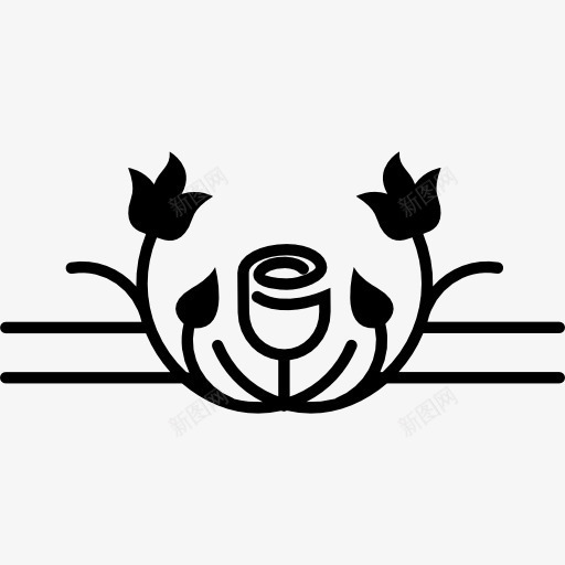 郁金香花的轮廓的叶子和藤蔓图标png_新图网 https://ixintu.com 叶 艺术 花设计 郁金香 郁金香叶子装饰设计 郁金香的轮廓