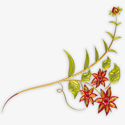 手绘花朵树藤装饰图案素材