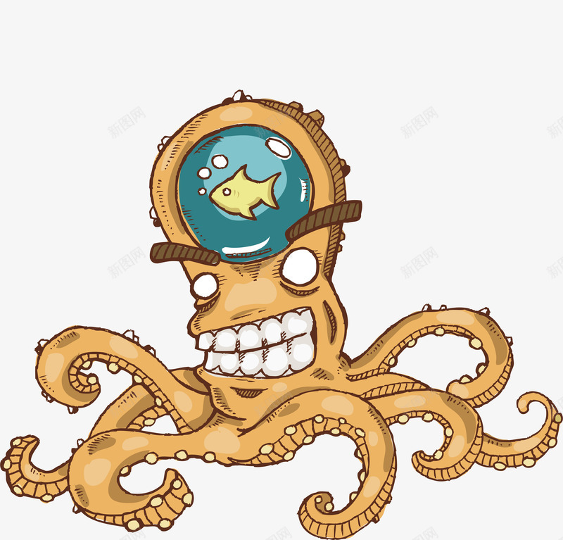 卡通搞怪章鱼矢量图ai免抠素材_新图网 https://ixintu.com 卡通 可爱 插画 搞怪 海洋生物 进食动物 矢量图