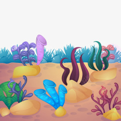 卡通海底世界水草和珊瑚素材